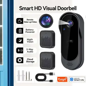 1 Tuya Smart WiFi Video Doorbell (with 2 Indoor Chimes) - Doorbell System, Human/PIR Motion Detection, Two-Way Voice Communication, Remote Wake-Up, App Notifications, and Smart Integration