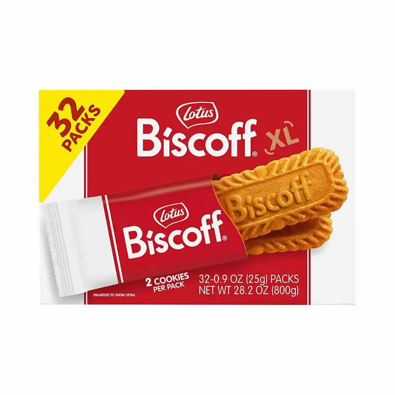 Lotus Biscoff XL Cookies Snack Pack (32 Packs, 2 Cookies Per Pack, 28.2 oz Total)