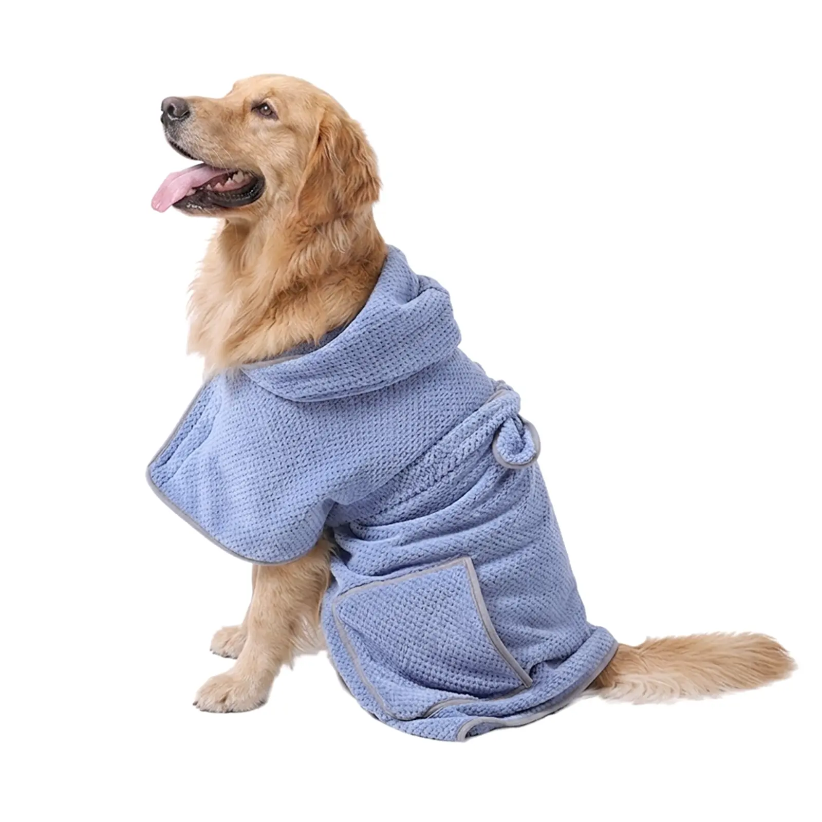Super Absorbent Dog Bath Towel Robe - Quick Dry Microfiber, Hooded with Pockets, Absorbs Water, Machine Washable, Soft Comfortable Pet Grooming Bath Accessory for Swimming/Rainy Days, XS-XL Sizes