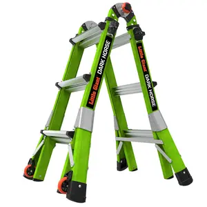 Little Giant Dark Horse 2.0 Multi-Position Ladder with Palm Buttons Rapid Locks Tip & Glide Wheels 10% Lighter Non-Conductive Fiberglass