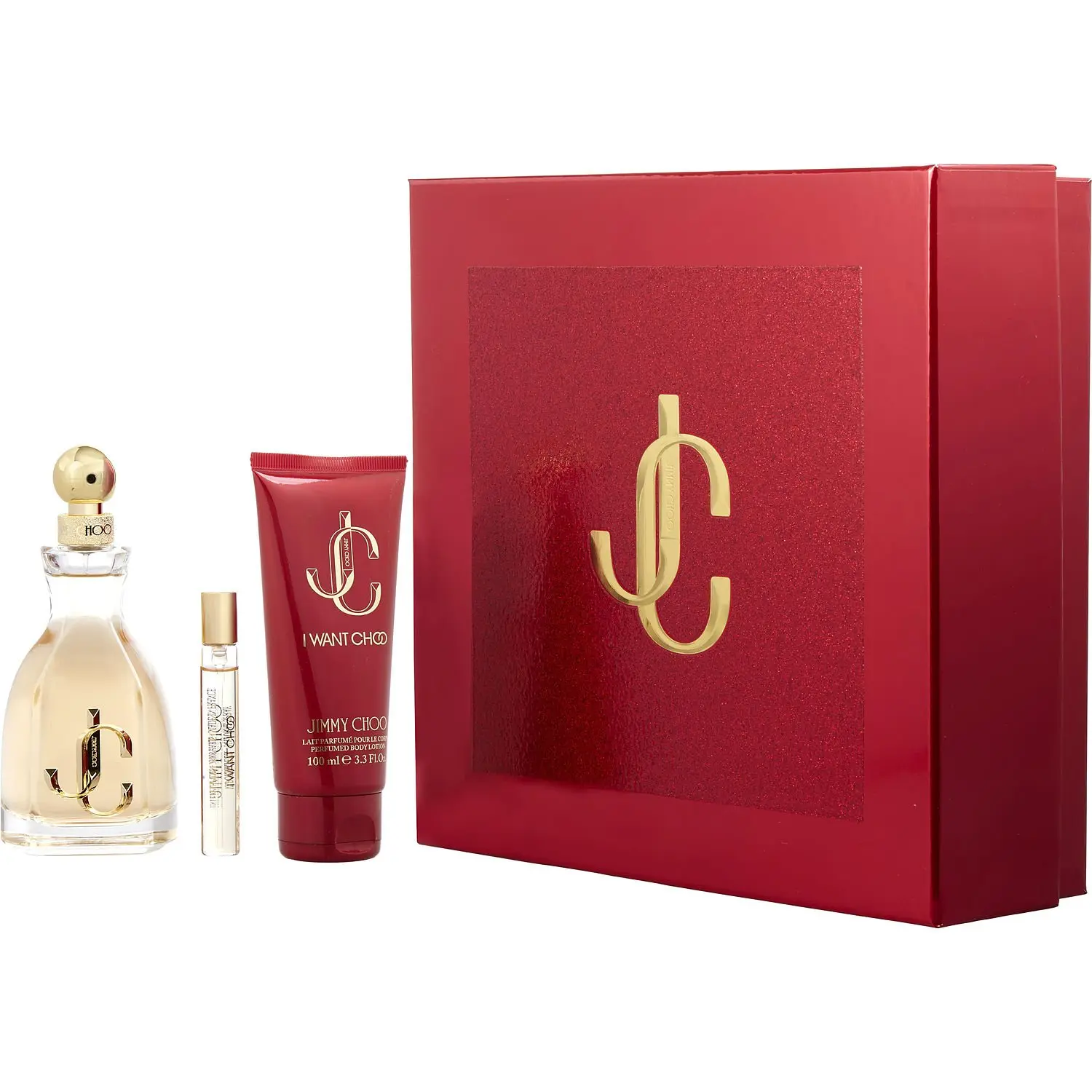 Jimmy Choo I Want Choo Set-Eau De Parfum Spray 3.3 Oz & Body Lotion 3.3 Oz & Eau De Parfum Spray 0.25 Oz Mini For Women