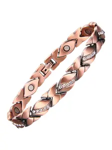 Women's Pure Copper Bracelet, Elegant Crystal Jewelry Gift, Adjustable Size Tool, Fashion Magnetic Chain for Daily Wear, Dainty Crystal Bracelet, High Quality Bracelet