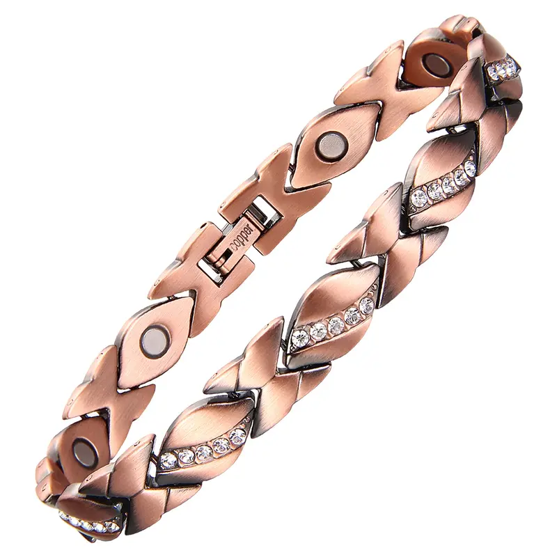 Women's Pure Copper Bracelet, Elegant Crystal Jewelry Gift, Adjustable Size Tool, Fashion Magnetic Chain for Daily Wear, Dainty Crystal Bracelet, High Quality Bracelet, Exquisite Bracelet, Bracelet Design, Bracelets Jewelry, Beautiful Bracelets