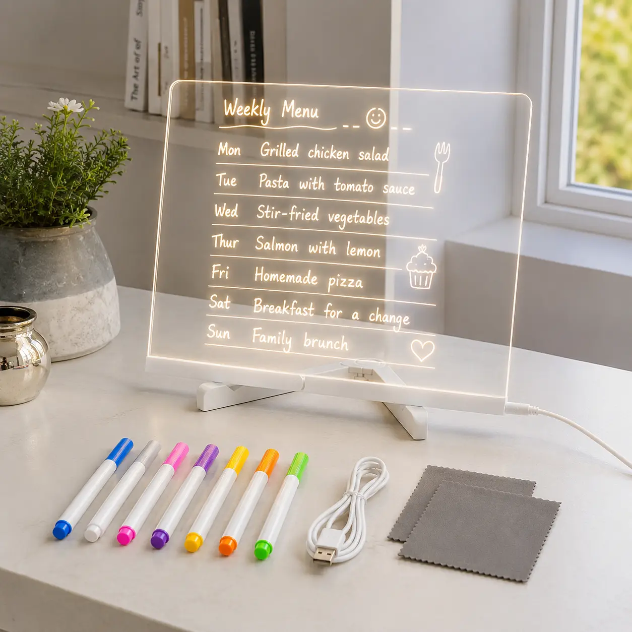 Gift-Ready Colorful LED Note Board - 11.8×7.9in Light Up Acrylic Dry Erase Drawing Board | Perfect for Home, Office & School