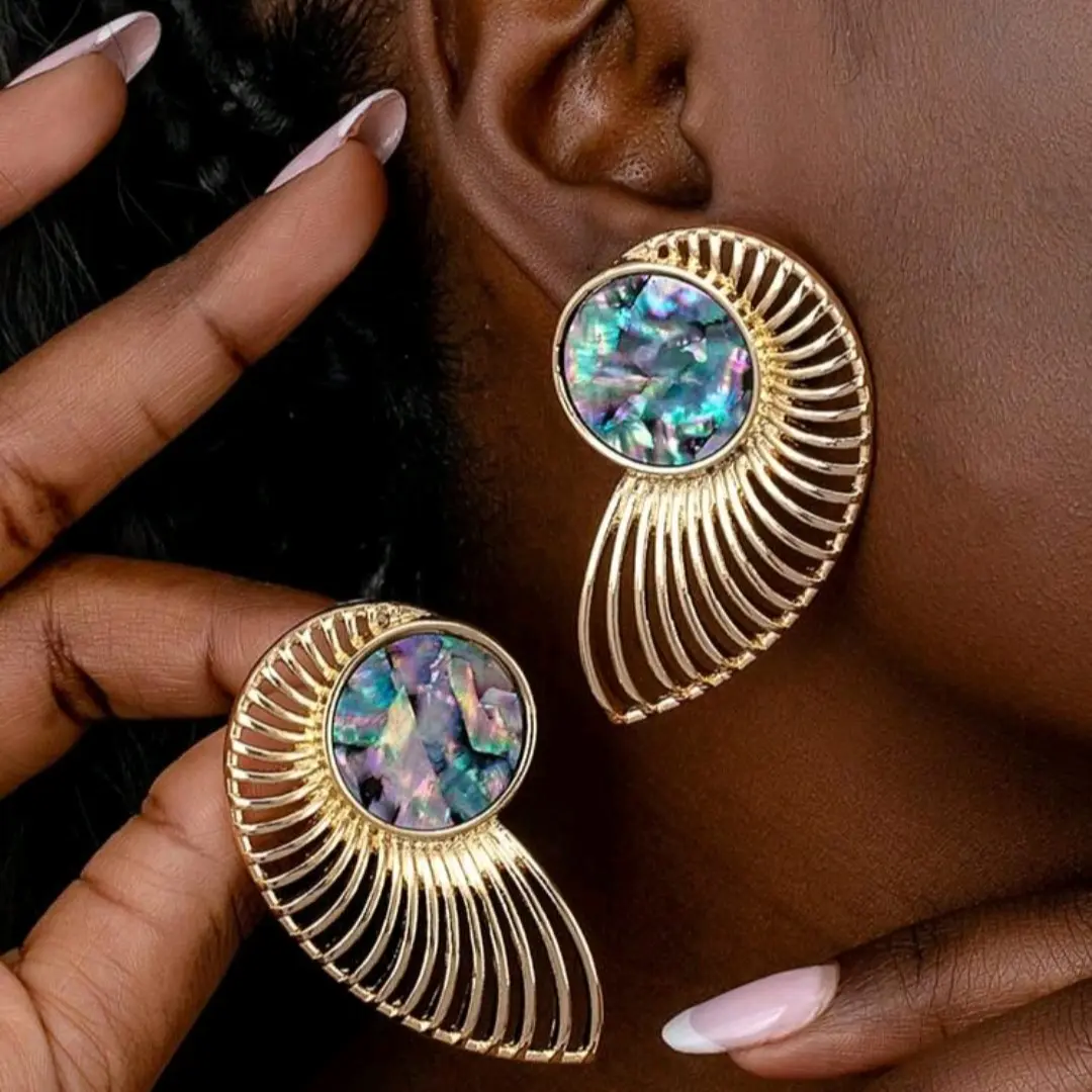 ShaCity Asymmetrical Acrylic Abalone Stud Earrings, Personalized and Versatile