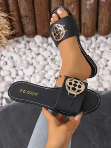 Summer Comfort Casual Sandals, Anti-Slip Flat Shoes with Decorative Buckles, Stylish Footwear for Daily Wear