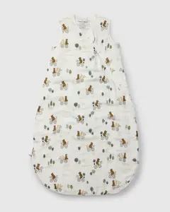 Loulou Lollipop Muslin Sleep Bag Wearable Blanket 0.5 TOG in Cute Bears on Bikes Pattern Soft Breathable Bamboo OEKO-TEX Certified Baby Sleep Sack for Cozy and Safe Naptimes