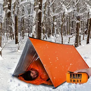Portable Lightweight Outdoor Tent, Waterproof PE Material Triangle Tent with Storage Bag, Camping Waterproof Tent for 2 People