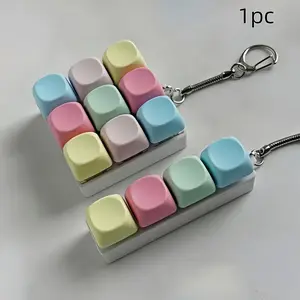 Ultra-Fine Keyboard Texture Keychain, 4 Keys & 9 Keys, Eco-Friendly Silicone & Abs, Portable Stress Relief Accessory, Ideal Gift
