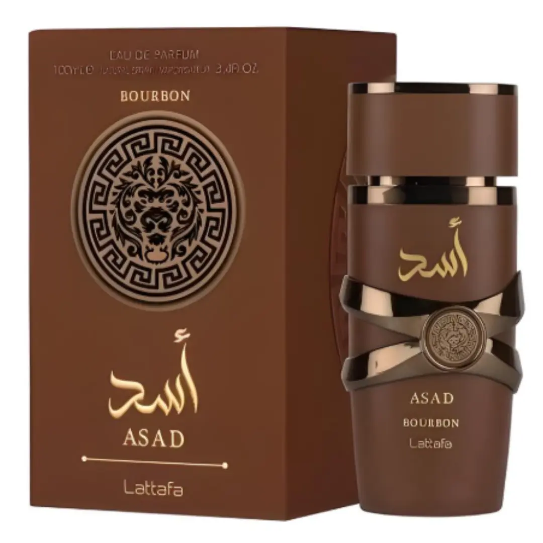 Lattafa ASAD BOURBON Men's Alcohol-Based Arabian Cologne - Bold Elegant, Long Lasting Perfume with Distinct Woody Sandalwood, Woody Amber Scent, 3.4oz(100ml) Bottle-Shaped Fragrance, Boyfriend Birthday Gift, Father's Day Gift