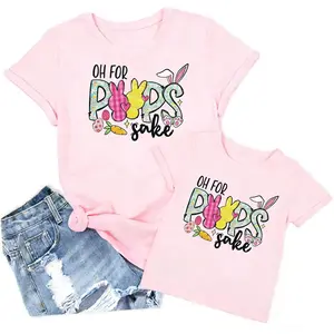 Easter Bunny Matching Outfits for Mom and Me: Cute Bunny Glasses T-Shirt, Summer Short-Sleeve Top (Pink, Size 1 - Infant, 2-3 Years): Clothing, Shoes and Jewelry