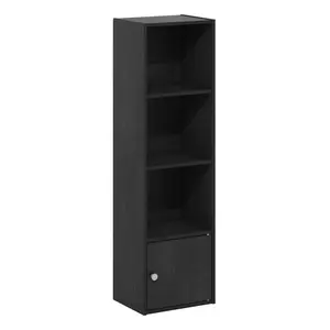 LUDER Bookcase, 4-Tier Open Shelf Bookcase, Standing Bookcase with 1 Door Cabinet, for Organization and Storage, 9.3 x 12 x 41.8, for Living Room Bedroom Home Office, Blackwood
