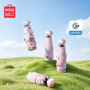 MINISO Hello Kitty 5-Fold Sun Umbrella, Cute Portable Rain & Sun Parasol. Lightweight & Easy To Carry, Effective UV Protection, Adorable Styling. Practical Daily Accessory, Ideal Gift For Girls And Hello Kitty Fans. summerwins