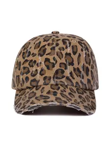 Unisex Leopard Print Hole Baseball Cap, Adjustable Sun Protection Casual Hat for Spring & Fall, Outdoor Travel Beach Vacation, Unisex Appeal