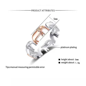 New personalized two-color elephant women's ring accessories design simple and fashionable advanced