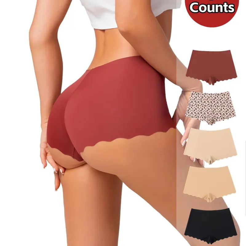 5-Pack Women's Mid-Waist Casual Yoga Shorts, Breathable Comfortable All-Seasons, Low-Rise Seamless Safety Pants for Yoga, Comfy Breathable Shorts