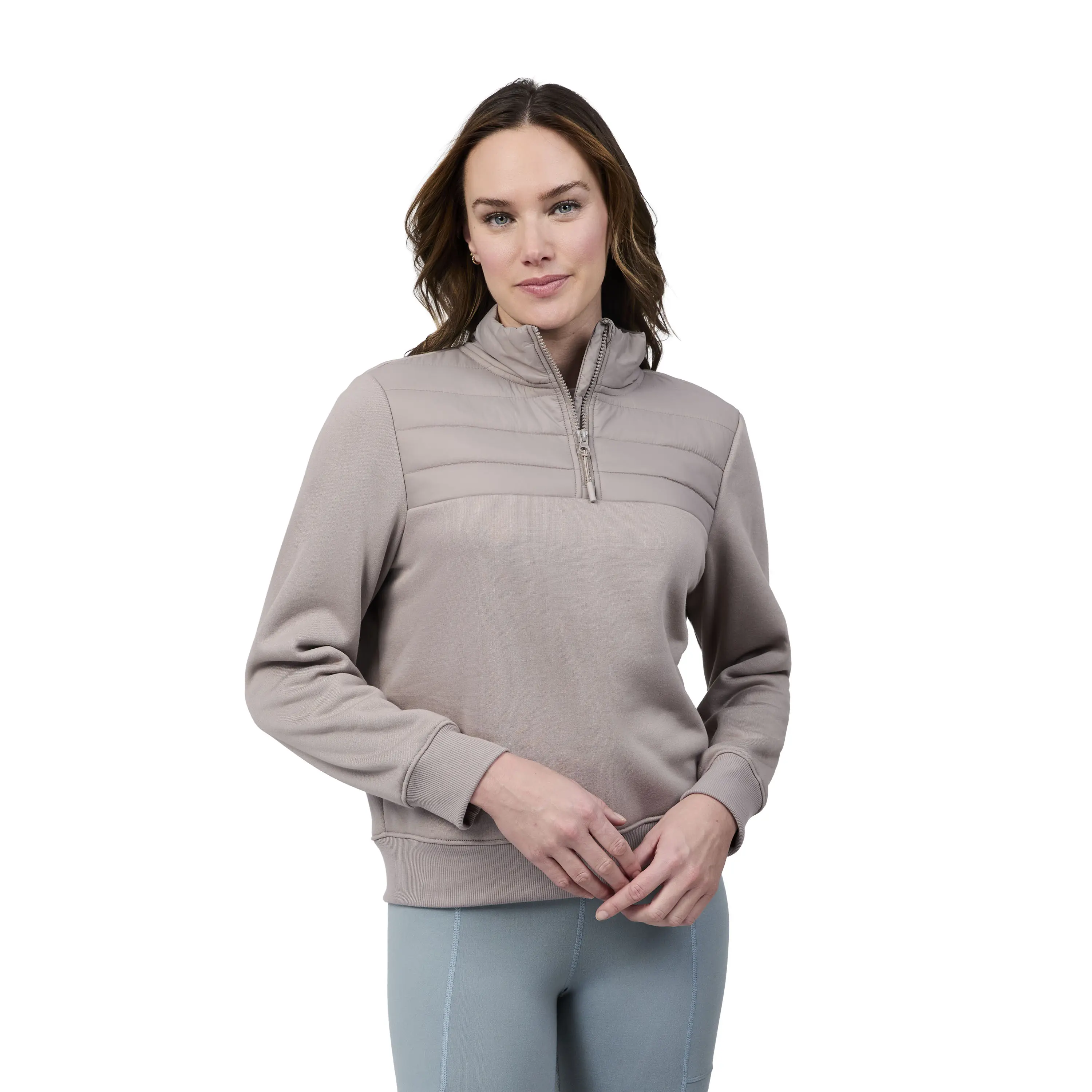 FREE COUNTRY Women's Cloud Fleece Half Zip Pullover, a Heat Insulating Quilted Layer with Flexible Rib Cuffs for Casual Activewear