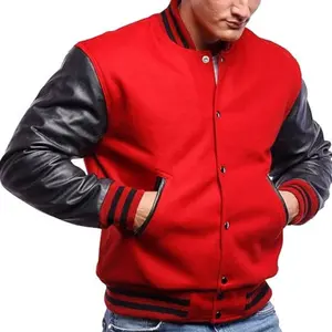 Men’s Varsity Jacket with Leather Sleeves, Multi-Color Baseball Jacket, Trendy Casual Wear, Great
