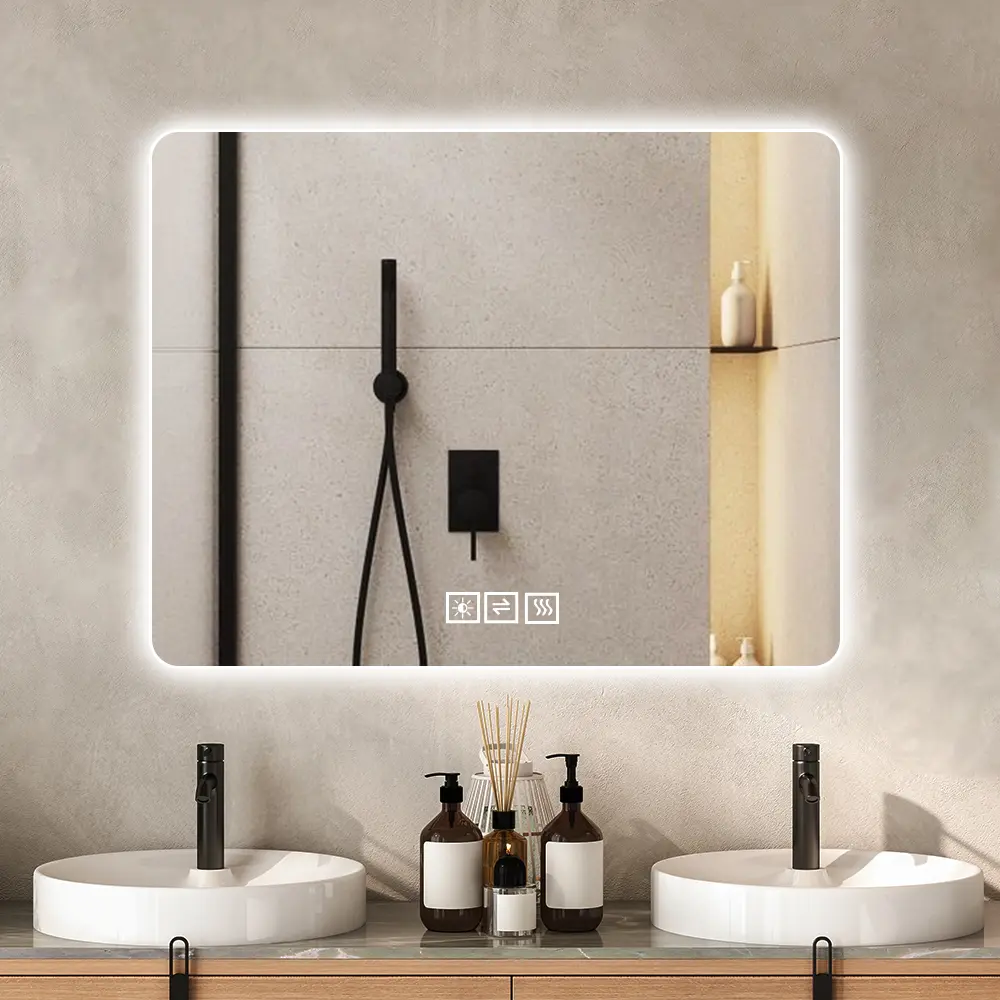 36" x 28" Silver Frameless LED Bathroom Vanity Mirror, Front and Backlit, Dimmable 3 Color Temperatures, Anti-Fog, Horizontal or Vertical, Wall-Mounted for Bathroom, Bedroom and Vanity