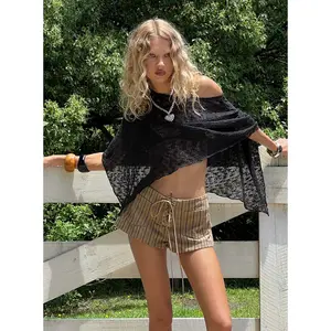 Nelida Sheer Poncho Black