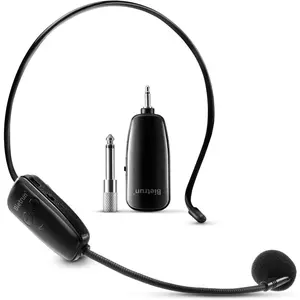 Wireless Microphone Headset, UHF Wireless Headset Mic System, 100ft Range,1/8'' and 1/4'' Plug, For Speakers,Amplifier,PA System(Not Supported AUX/iOS)