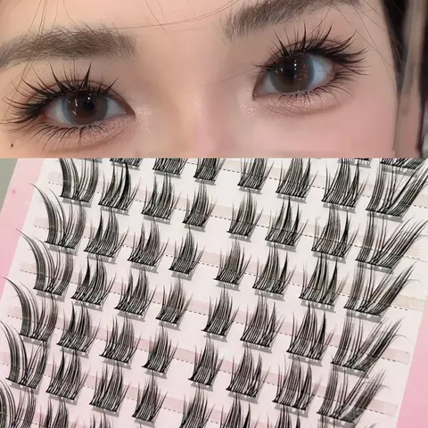 DIY Eyelash Cluster 1 Box with 10 Rows - False Eyelashes Clusters Volume Lashes, Synthetic Lashes for a Dramatic Fox-Eyed Look with Soft Realistic Clusters - Perfect for Dream Eyelashes