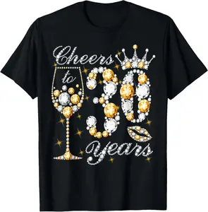 100% Cotton  Unisex Cheers to 30 Years Old Happy 30th Birthday Queen Drink Wine T-Shirt
