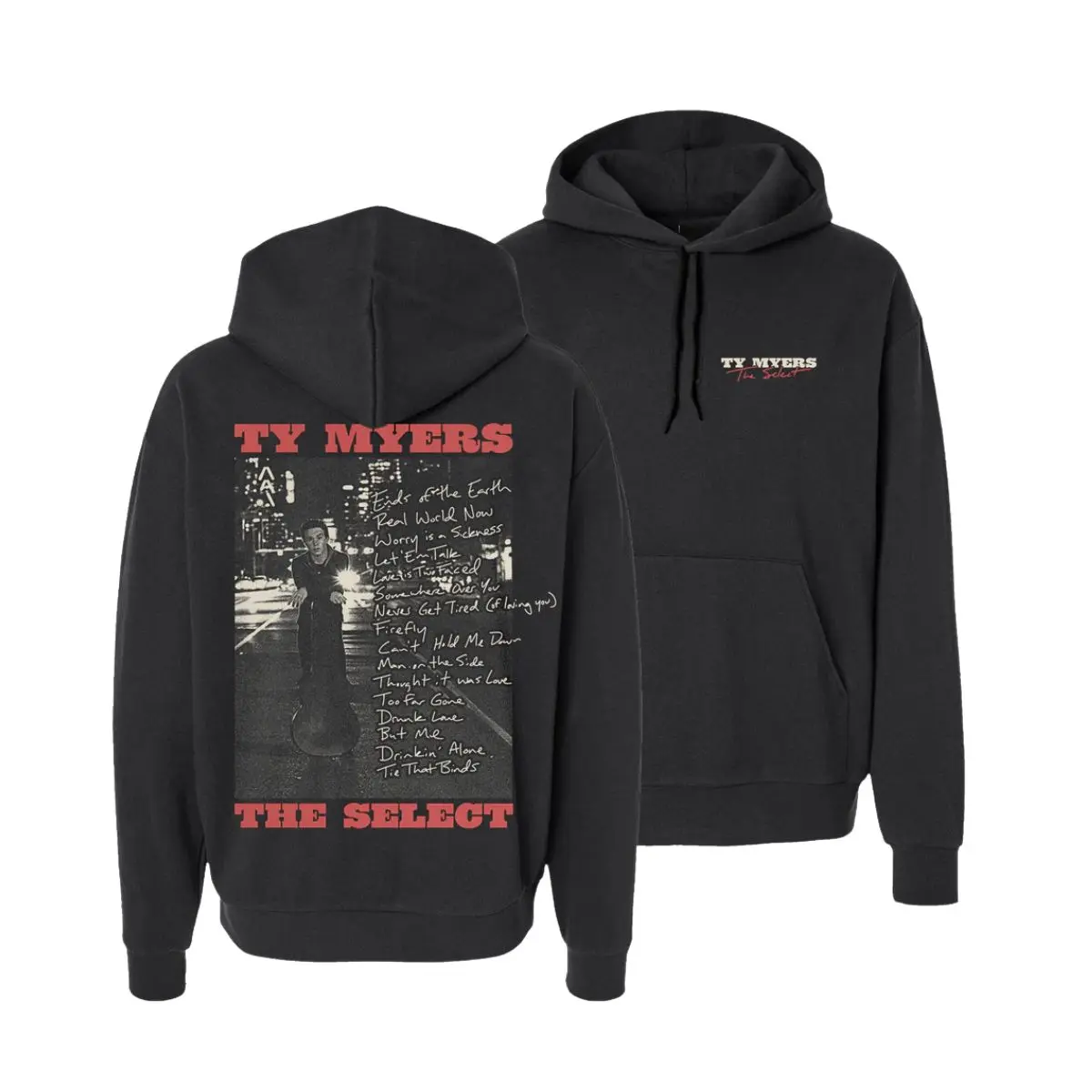 Men's Ty Myers Graphic Cotton Pullover Hoodie - Casual Pullover Tops, The Select Album Tracklist Country Tour Hoodie