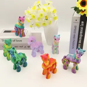 4pcs 3D Printed Horse Set, Home Decor Figurines, Halloween Christmas Gifts, Colorful Statue Sculptures for Various Occasions,Cute Cartoon Figurine