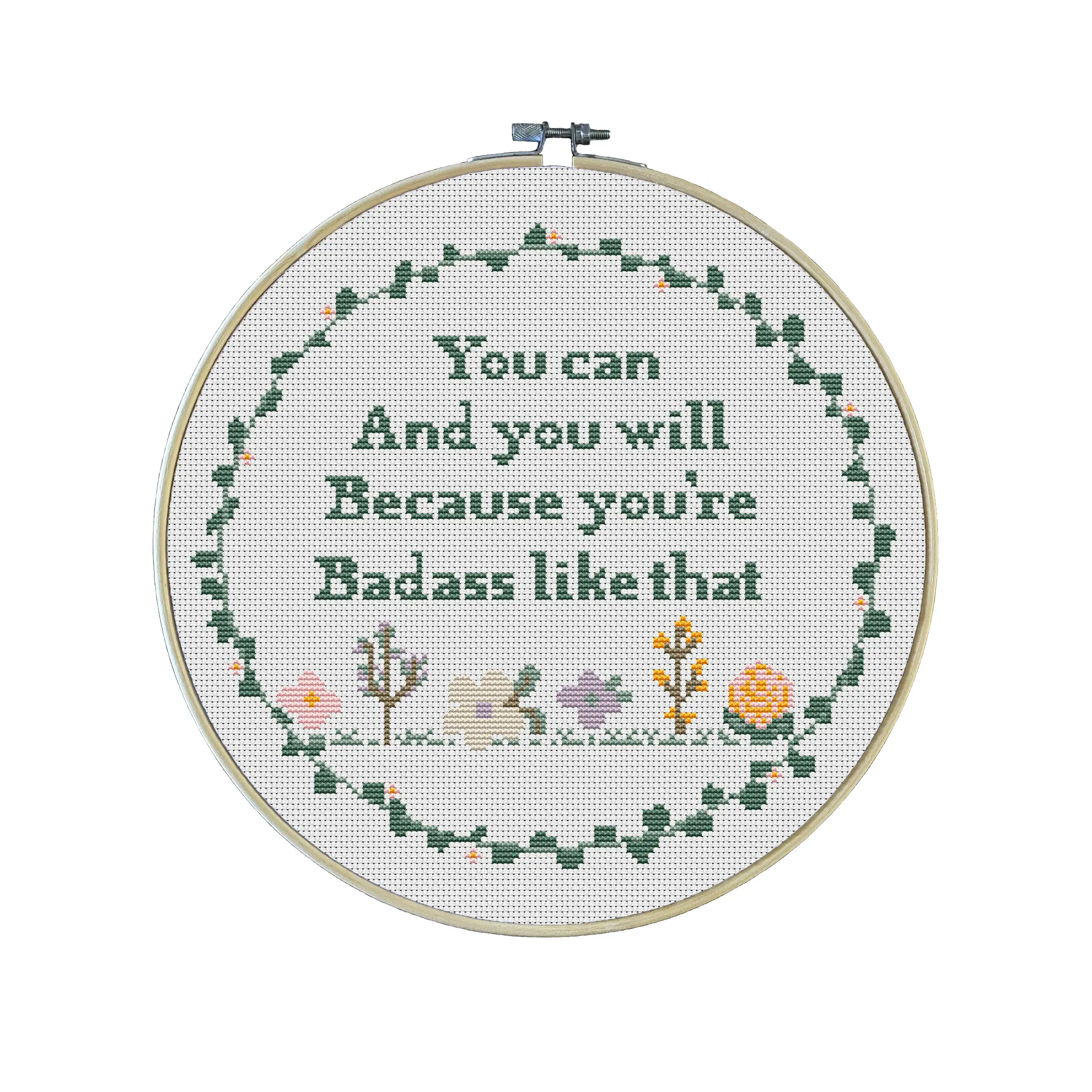Badass Like That Premium Cross Stitch Kit - EVERYTHING INCLUDED | Inspirational Patterns | Subversive Stitch | Wildflowers | Funny | Believe in Yourself