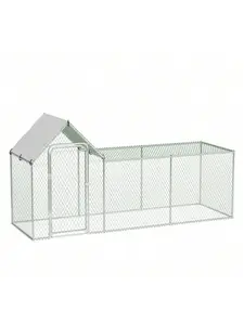 Large Chicken Run, Metal Chicken Coop With Waterproof And Anti-UV Cover, Walk-In Poultry Cage With Run Duck House Rabbits Cage For Outdoor Backyard Farm