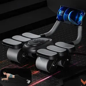 Abdominal Wheel with Knee Pad, Automatic Rebound Abdominal Exercise Roller with Elbow Support, Fitness Equipment for Home Gym