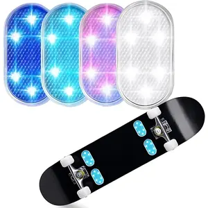Skateboard LED Lights Underglow Set of 4, 7 Colors LED Lamp for Scooter Night Riding, Longboard, Scooter & Skateboarding Equipment Accessories Gift