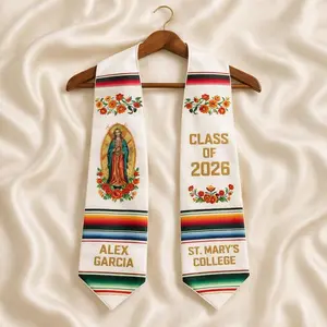 Virgin of Guadalupe Graduation Stole 2026, Mexican Graduation Sash, Hispanic Print Grad Stole, Religious Graduation Gift