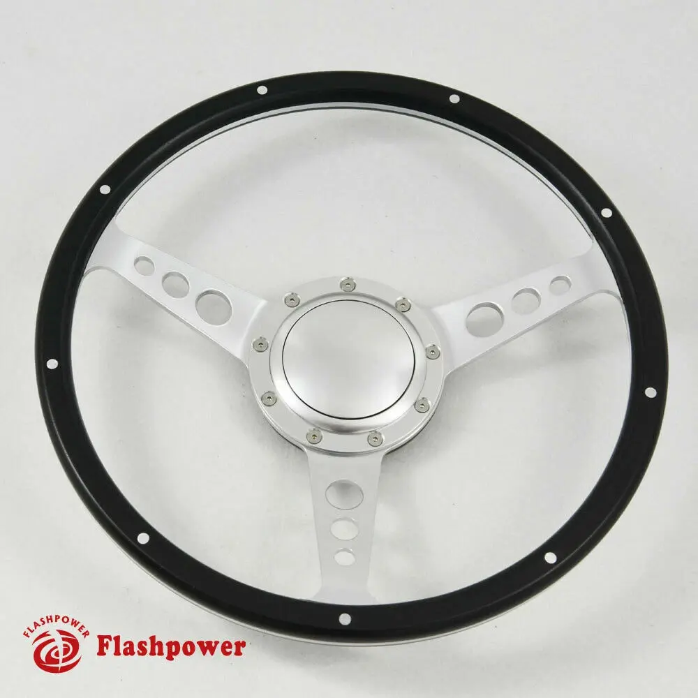 15" Black Forest Mahogany Wood Steering Wheel with 9 Bolt Mounts, 6061 Aluminium Components, Horn Button for Custom Hot Rods, Classic Cars, Boats, 15 Inches