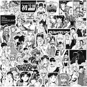 70/75/145PCS Black and White Sketch Neon Genesis Evangelion Stickers Classic Anime Decals for Notebook Skateboard Bike Sticker