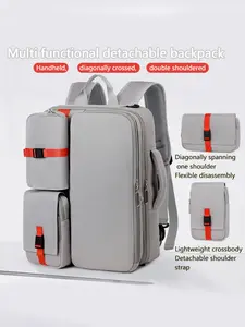 Three-In-One Backpack, Versatile Oxford Material, Geometric Pattern, Waterproof, Detachable, All-Season, Business & Commute Use