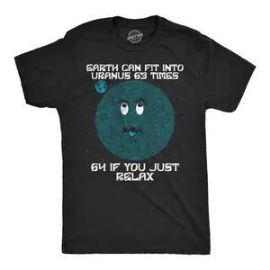 Mens Funny T Shirts Earth Can Fit Into Uranus 63 Times Sarcastic Space Graphic Novelty Tee for Men Mens Funny T Shirts Cool Vintage Fashion T-Shirt Gift Classic Menswear Sarcastic Apparel for Men Funny Space Black -