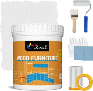 "DWIL Water-Based Wood Paint for Furniture - Non-Toxic, Odorless, Quick-Drying DIY Wood Coating - Matte White Finish - Indoor/Outdoor Use - 32oz