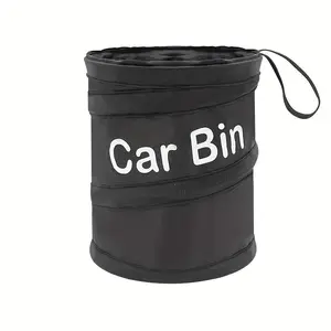 Fabric Car Trash Bin with Lid, Collapsible Folding Garbage Waste Basket, Multipurpose Automotive Organizer, Interior Accessory for Vehicle Cleanliness