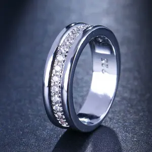 Modern Eternity Ring - Channel Set Zircon, Elegant Silver Tone Band, Everyday Wear, Perfect for Valentine's Day, Mother's Day, Christmas & BFF Matching