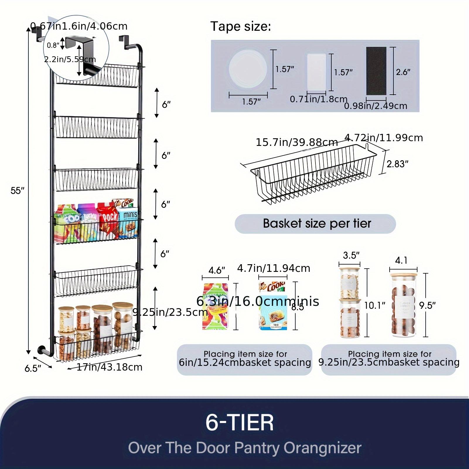 6/8 Shelves - Over The Door Food Pantry Organizer -  Space-Saving Organizer - Ideal For Spice And Food Storage