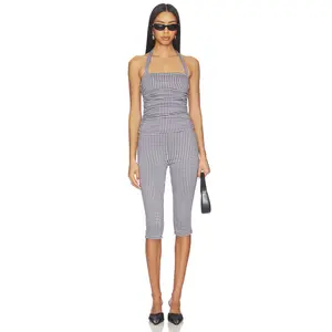 MORE TO COME Brea Capri Set in Navy Gingham