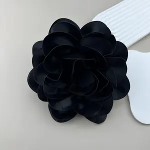 19mm Extra Large Rose Flower Brooches Lapel Pins Dainty Satin Fabric Brooches Big Camellia Flower Brooch Pin for Women Wedding Part Dance Clothes Accessories Jewelry