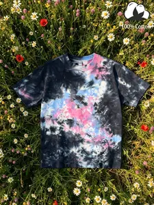 Men’s and women’s identical high-street tops, American street-style macaron gradient dyeing T-shirt, 240g heavyweight cotton, 100% pure cotton oversized short-sleeved shirt, colorful diffusion art T-shirt, summer dopamine T-shirt, couple-style T-shirt.
