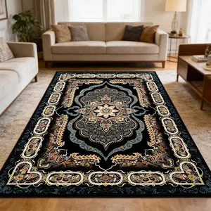 Vintage Living Room Carpet, American Fashion Patterned Velvet Rug, Vintage Boho Rug, Soft Comfortable Home Decor, Ideal for Bedroom Bedside, Perfect Gift