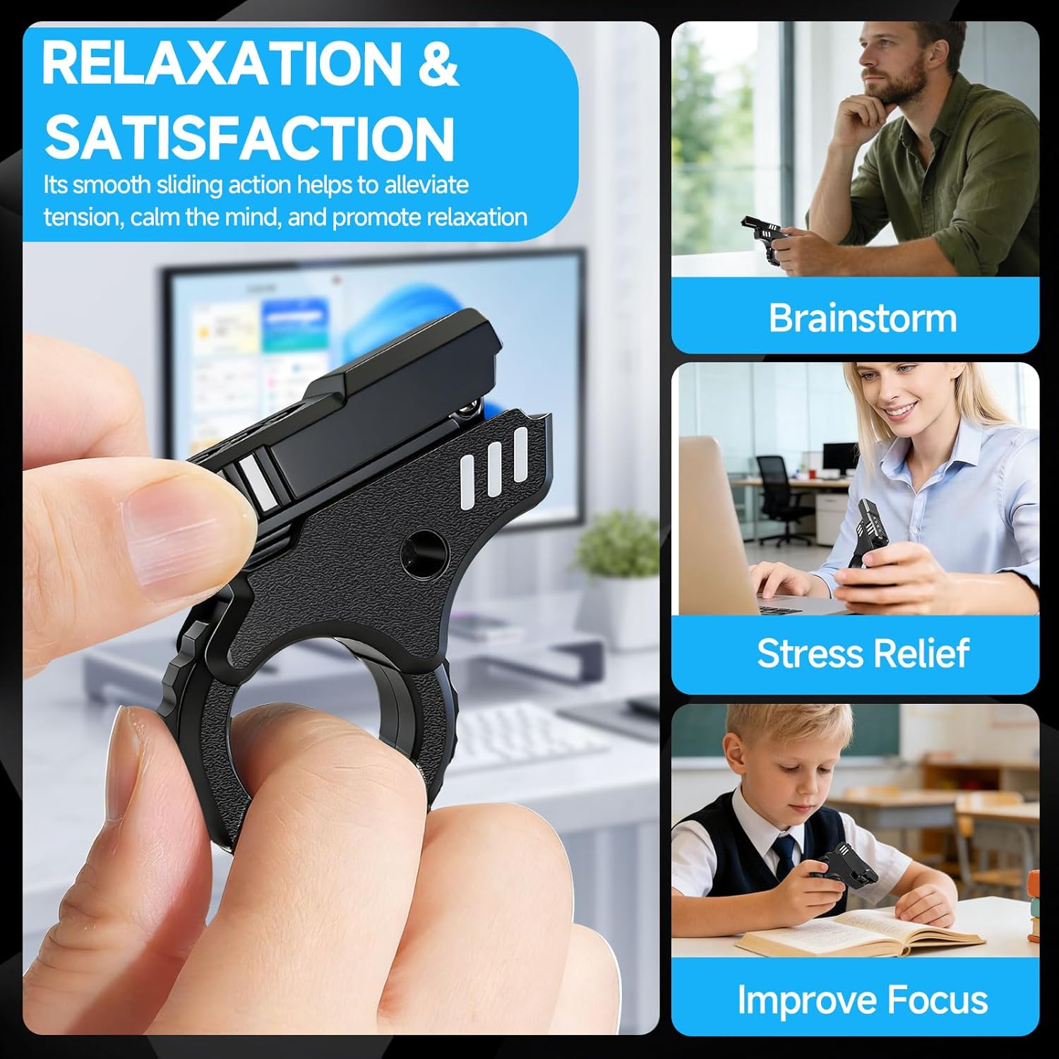 Multifunctional Fidget Gun Fidget Toys Adults Fidget Slider for Adults Stress Relief ADHD/ADD/Autism Cool Gadgets Toys-Black Multifunctional Fidget Gun Fidget Toys Adults Fidget Slider for Adults Stress Relief ADHD/ADD/Autism Cool Gadgets Toys-Black