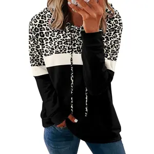 CHICZONE Hoodies for Women Camo Leopard Print Tops Pullover Hooded Sweatshirt Drawstring with Pocket