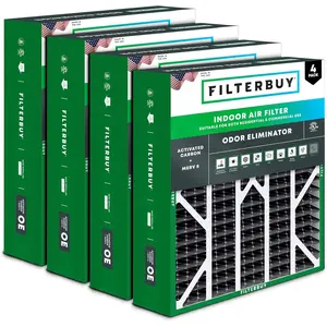 Filterbuy 20x25x6 Air Filter (4-Pack), Pleated MERV 8 Odor Eliminator HVAC AC Furnace Air Filters for Aprilaire Space-Gard 201 / 2200 / 2250 & Lennox