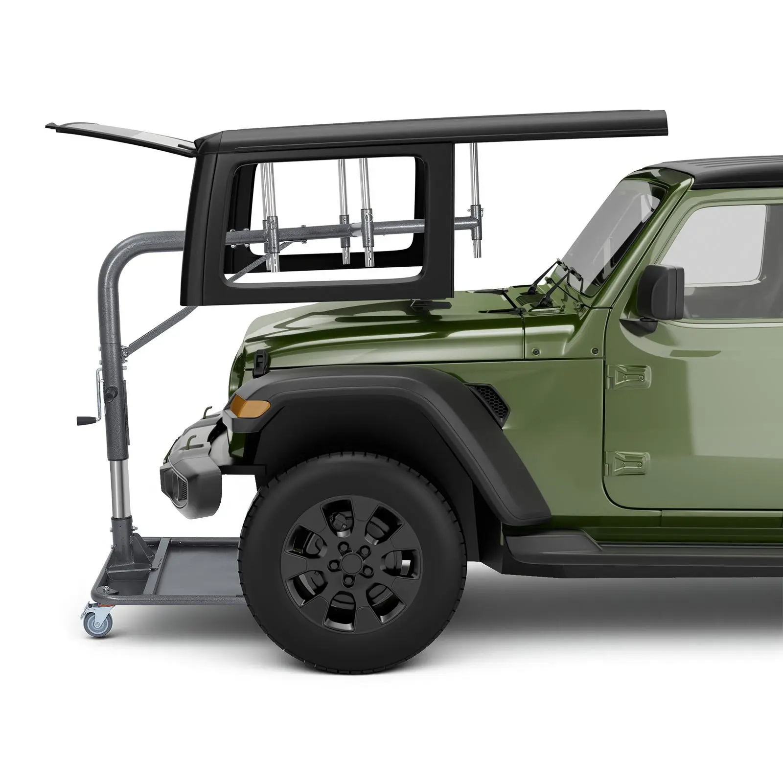 【DealsForYouDays】VEVOR Hard Top Remover Lift, 220 lbs, Jeep Hardtop Removal and Storage System, Quick & Easy One-Person Operation, Adjustable Height, for Jeep Wrangler YJ, TJ, JK, JL, 4XE, Ford Bronco 4 Door & 6 Gen+